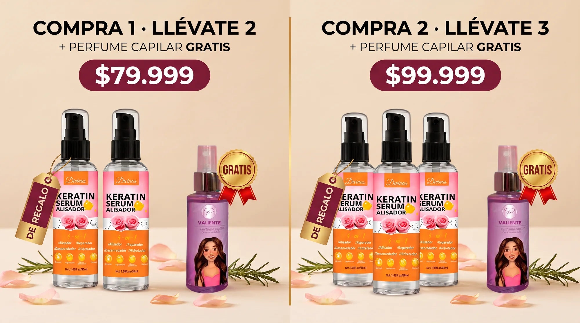 Compra 1 llevate 2 o compra 2 llevate 3 mas perfume capilar gratis